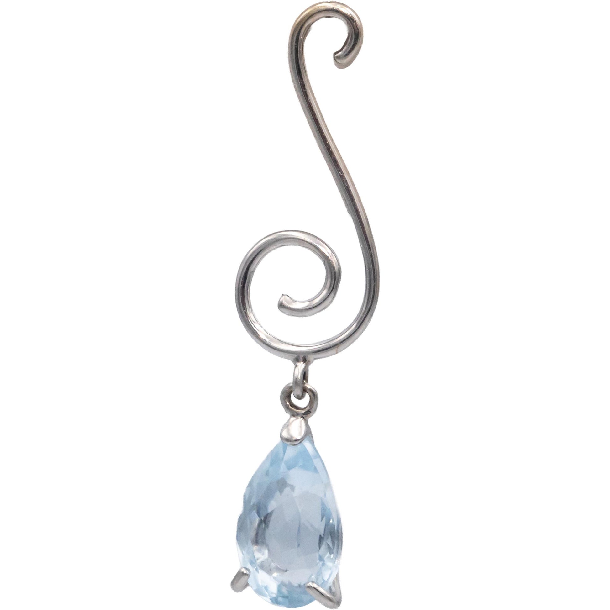Blue Topaz 18k White Gold Jewelry Pear Cut Surreal Drop Dangle Earrings