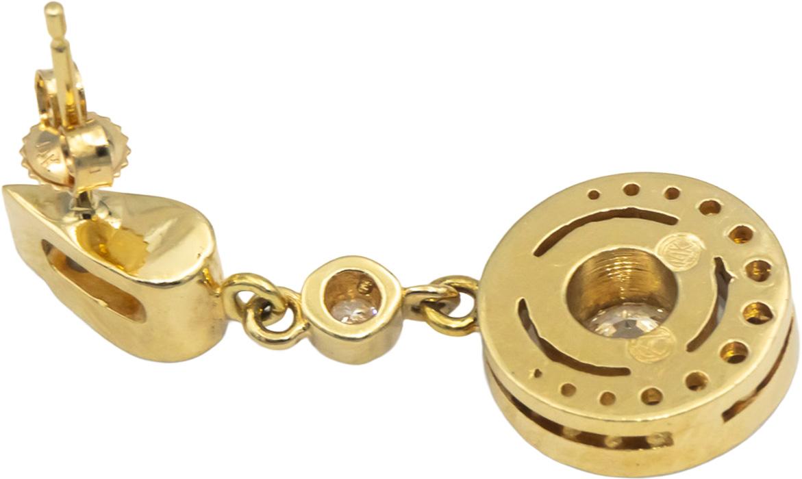 14k Yellow Gold Diamond Round Cut Drop Dangle Earrings 1.50CT w/ 1.0CT Centers