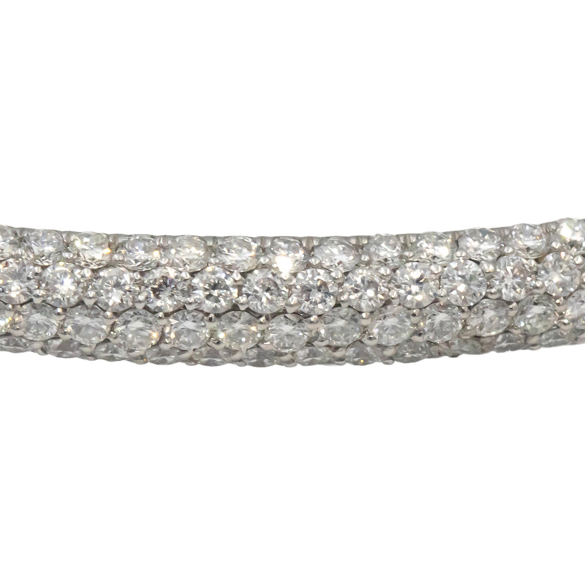 18k White Gold VS Round Cut Diamond Pave Bangle Bracelet 2.0CT