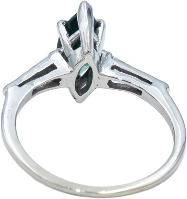 Diamond and Green Tourmaline 14k White Gold Cocktail Ring 1.07CT 5.5