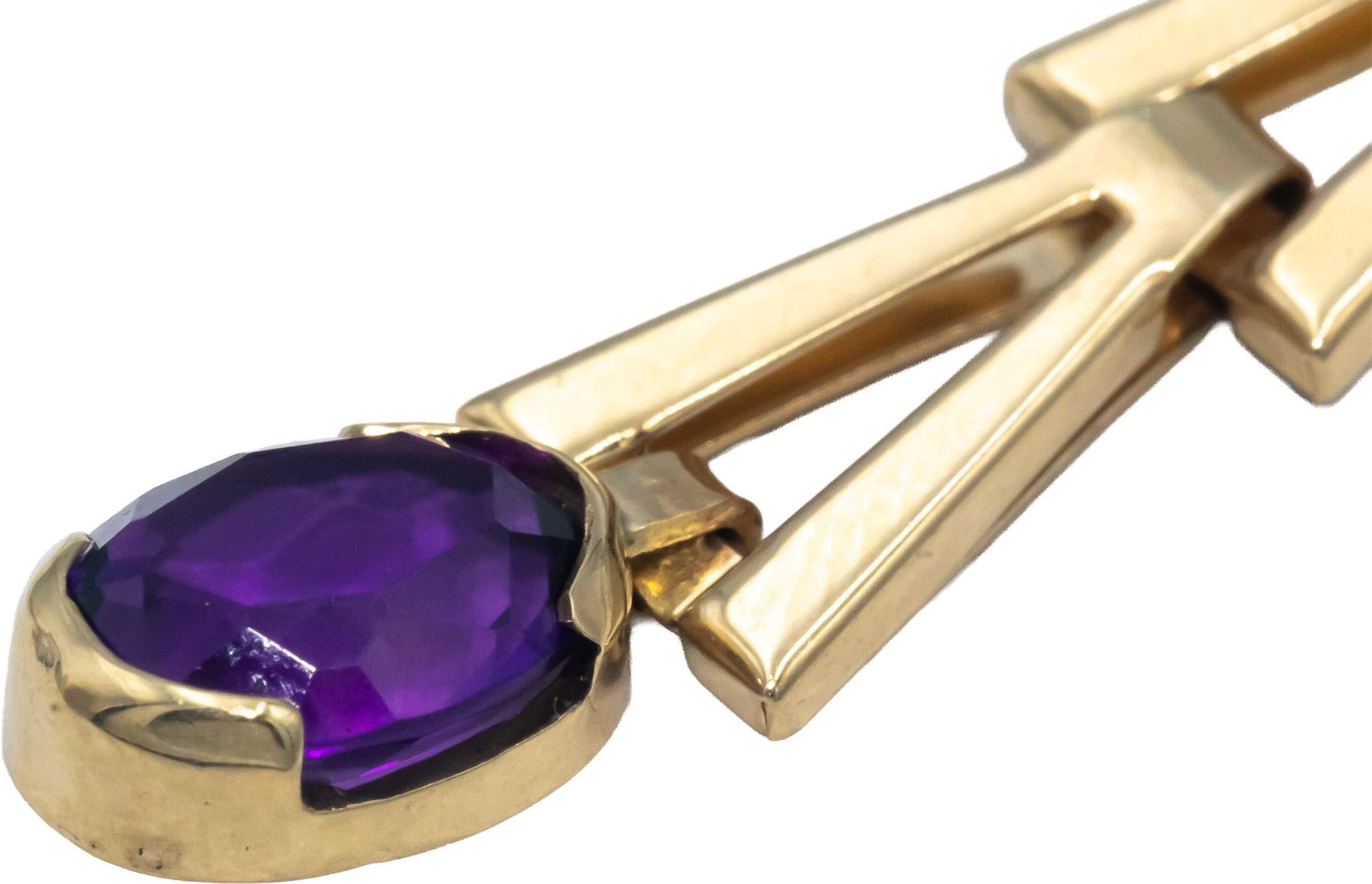 Amethyst Oval Cut 14k Yellow Gold Drop Dangle Earrings 3.0CT