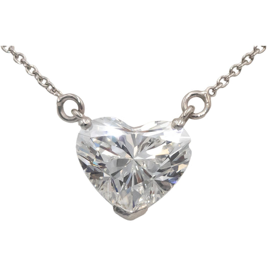 IGI Lab Grown VVS2/F Diamond 18k & 14k Gold Heart Cut Pendant Necklace 2.20CT