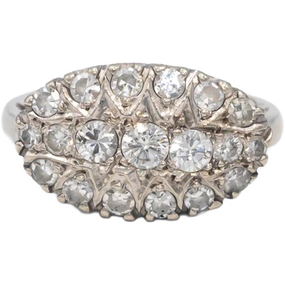 Vintage Antique 14k White Gold VS Diamond Cocktail Ring 1.0CT Size 6.25