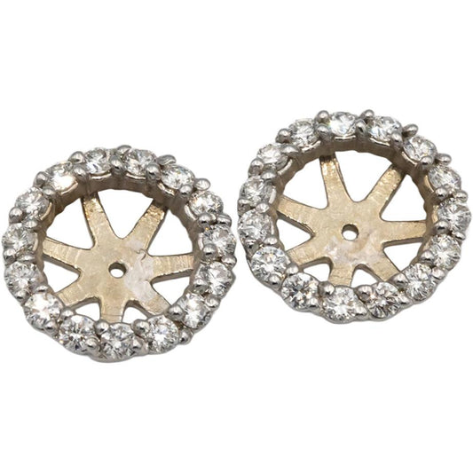 14k White Gold Round Cut VS Diamond Jacket Stud Earring Enhancers 1.0CT