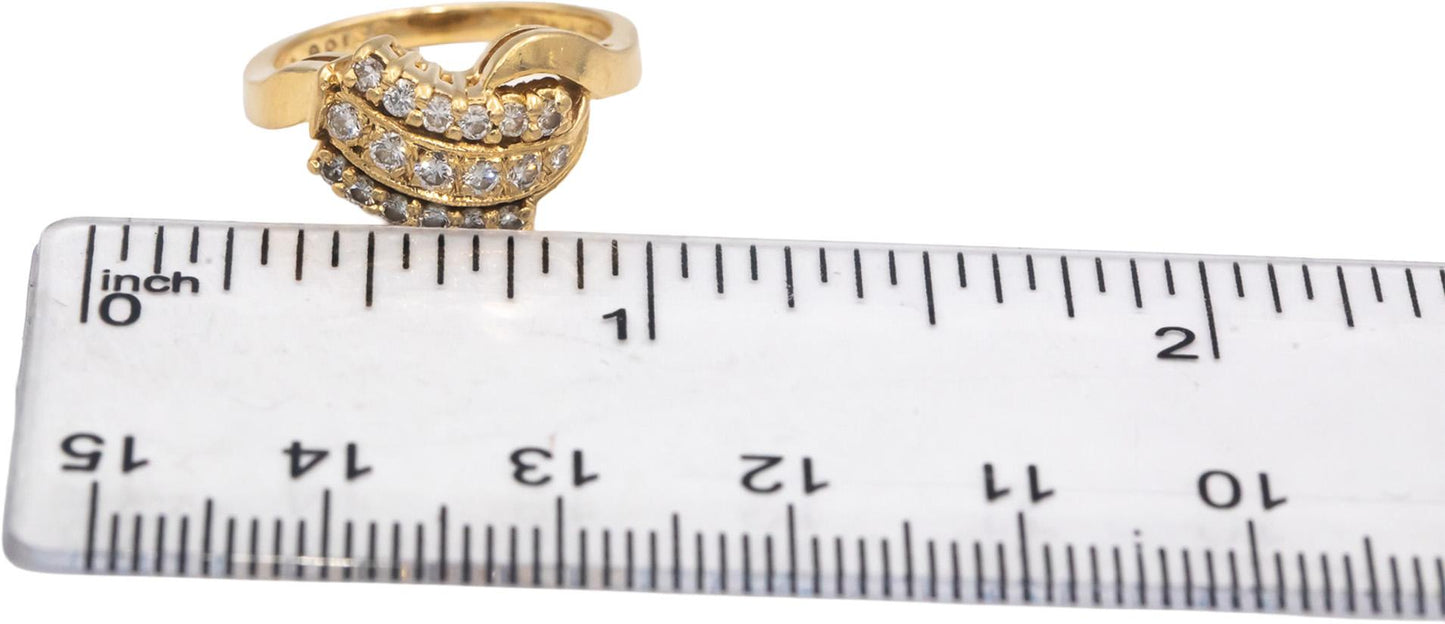ART CARVED 14k Yellow Gold Round Diamond Cocktail Ring 0.45CT Size 4.75