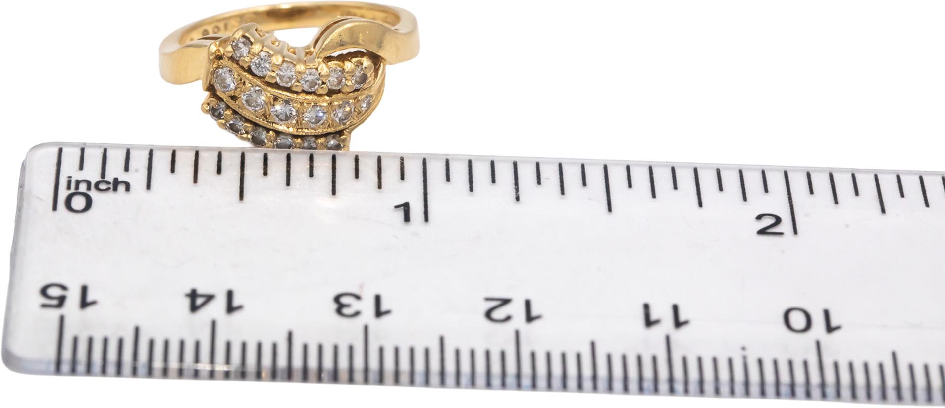 ART CARVED 14k Yellow Gold Round Diamond Cocktail Ring 0.45CT Size 4.75