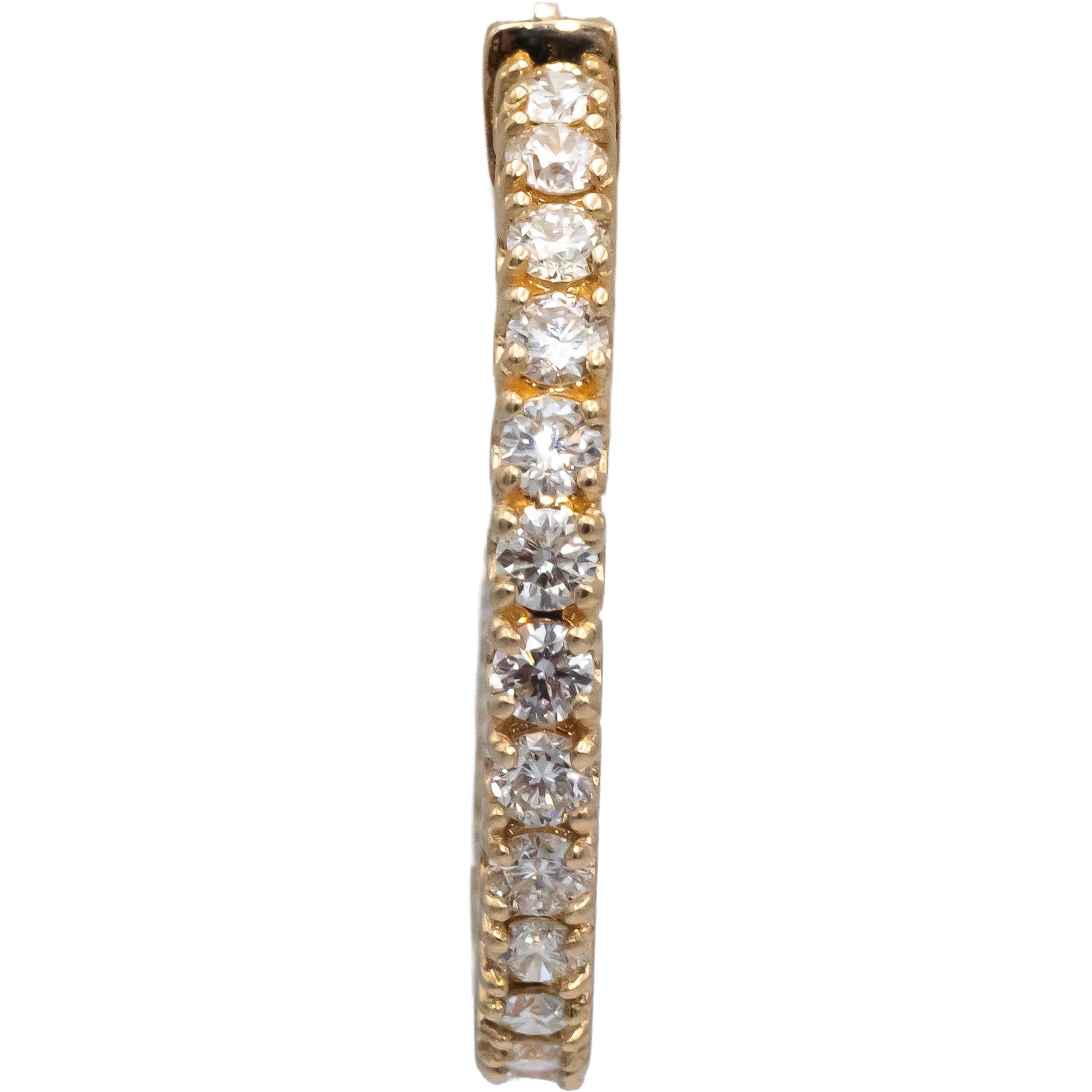 14k Yellow Gold Round Diamond Inside Out Circle Hoop Earrings 1.93CT