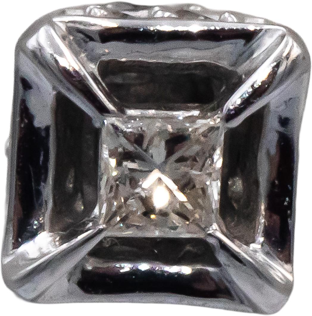 10k White Gold Round & Princess Cut Diamond Stud Earrings 0.25CT