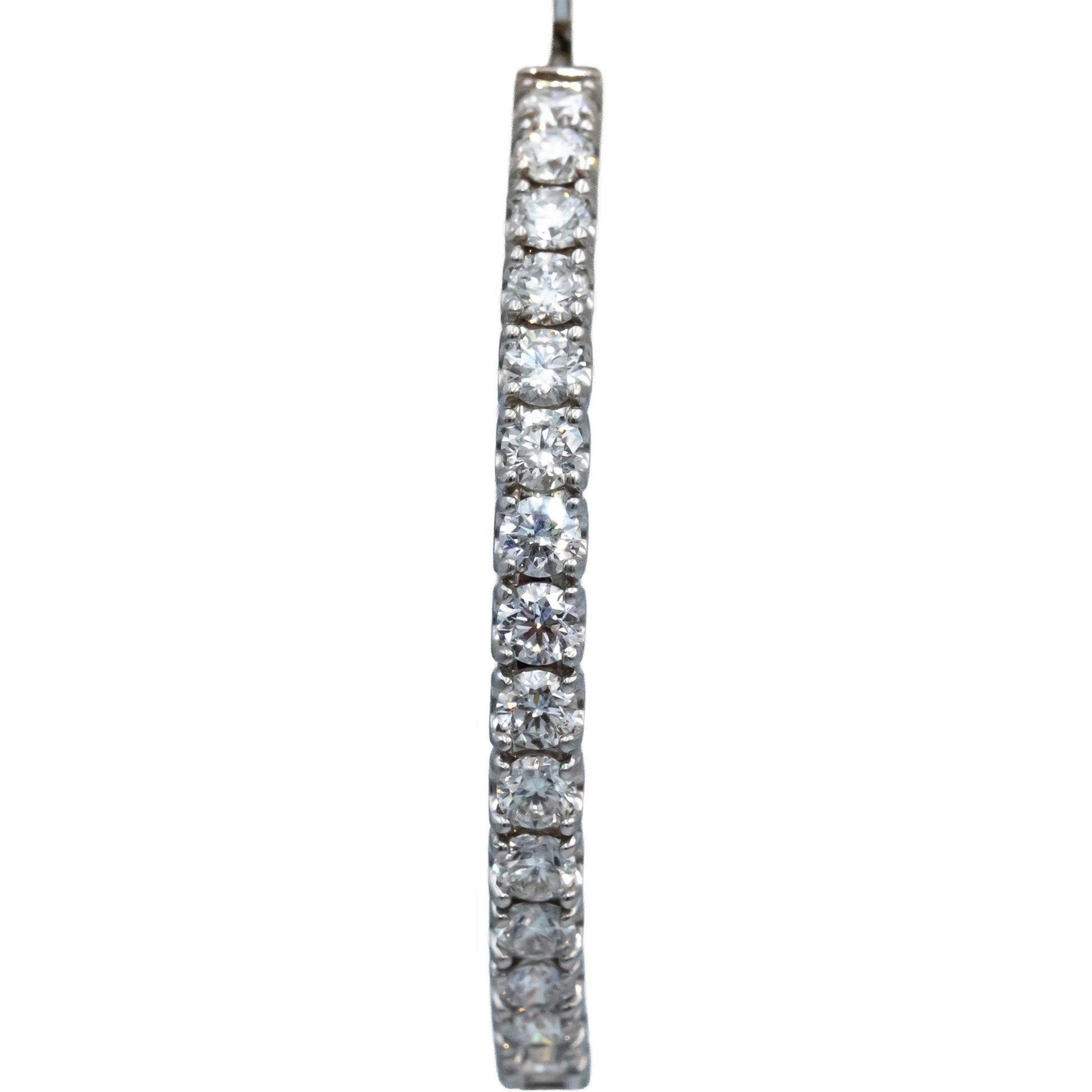 14k White Gold Round Diamond Inside Out Circle Hoop Earrings 5.40CT