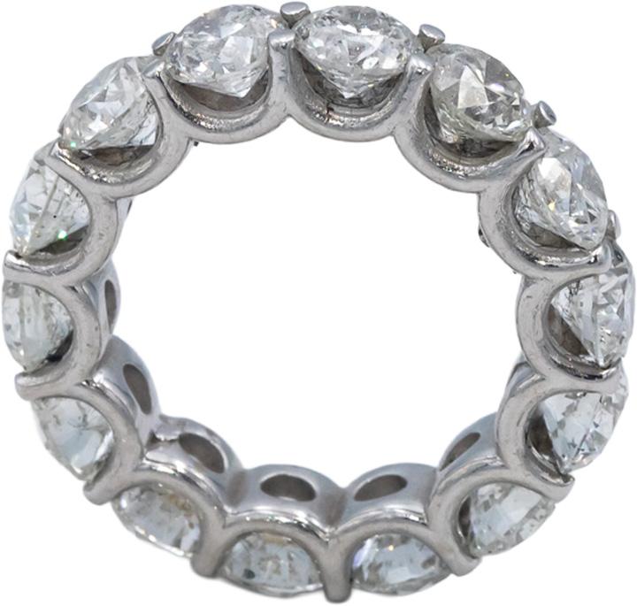18k Gold Round Diamond U-Shape Open Gallery Eternity Band Ring 7.08CT Size 4.75