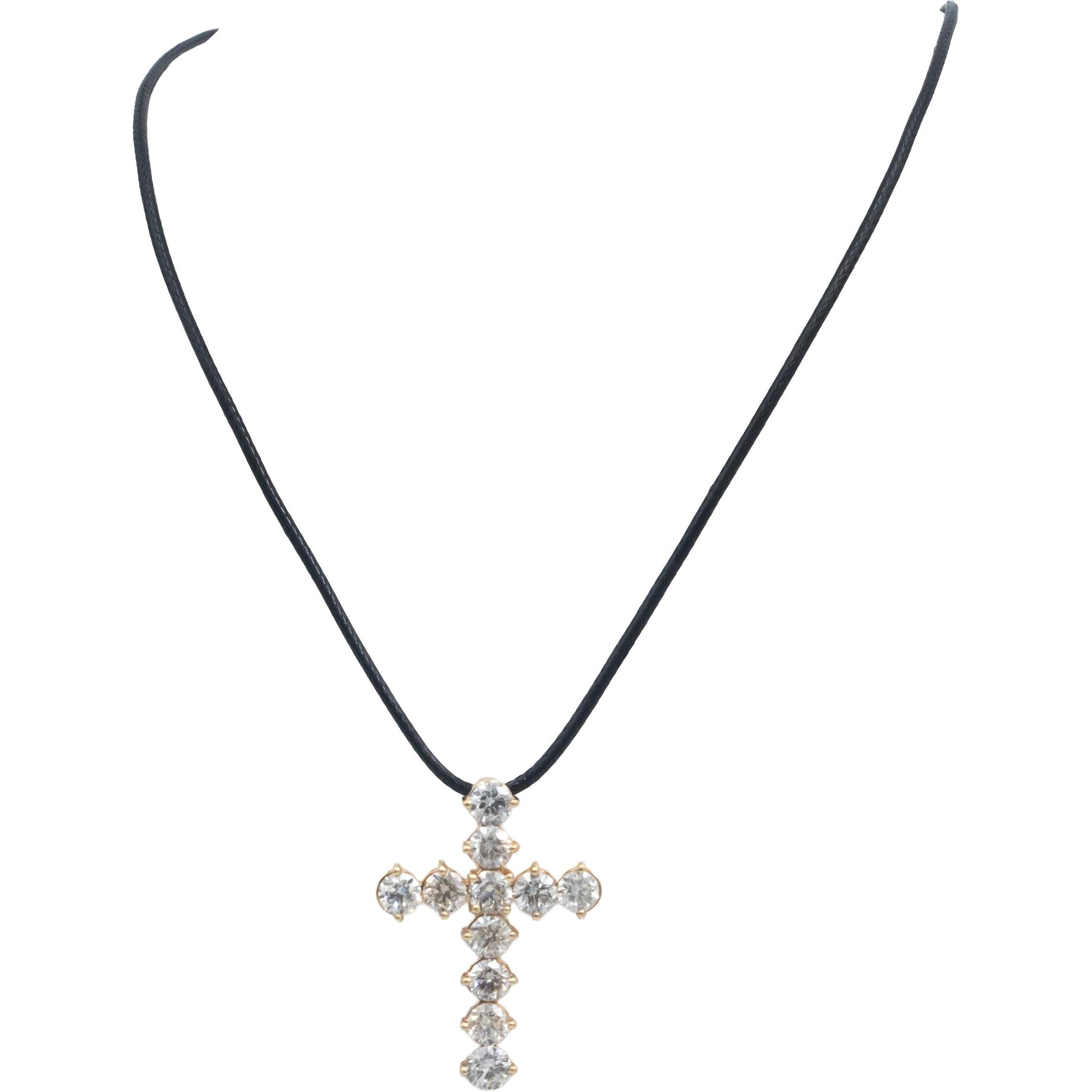 14k Yellow Gold Round Diamond Cross Crucifix Pendant Necklace 5.82CT