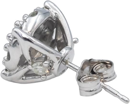 Round Diamond 10k White Gold Cluster Stud Earrings 1.20CT