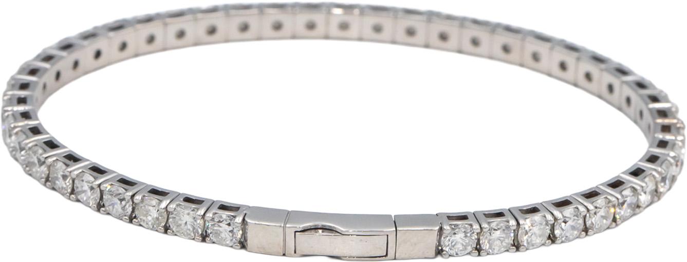 Round Diamond 18k White Gold Flexible Bangle Bracelet 7.90CT