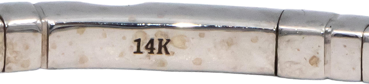 14k White Gold VS Round Diamond Flexible Bangle Bracelet 2.74CT