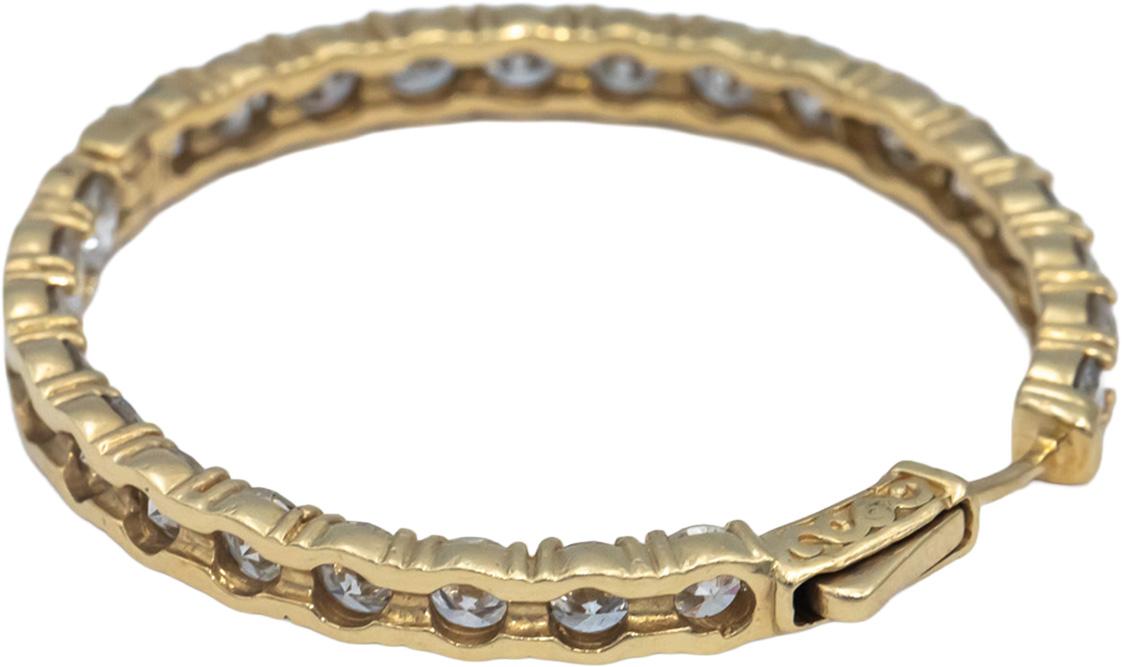 Round Diamond 14k Yellow Gold Jewelry Inside Out Circle Hoop Earrings 9.11CT