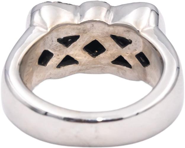 18k White Gold Round White & Black Diamond Cluster Bowtie Ring 0.50CT Size 5.25