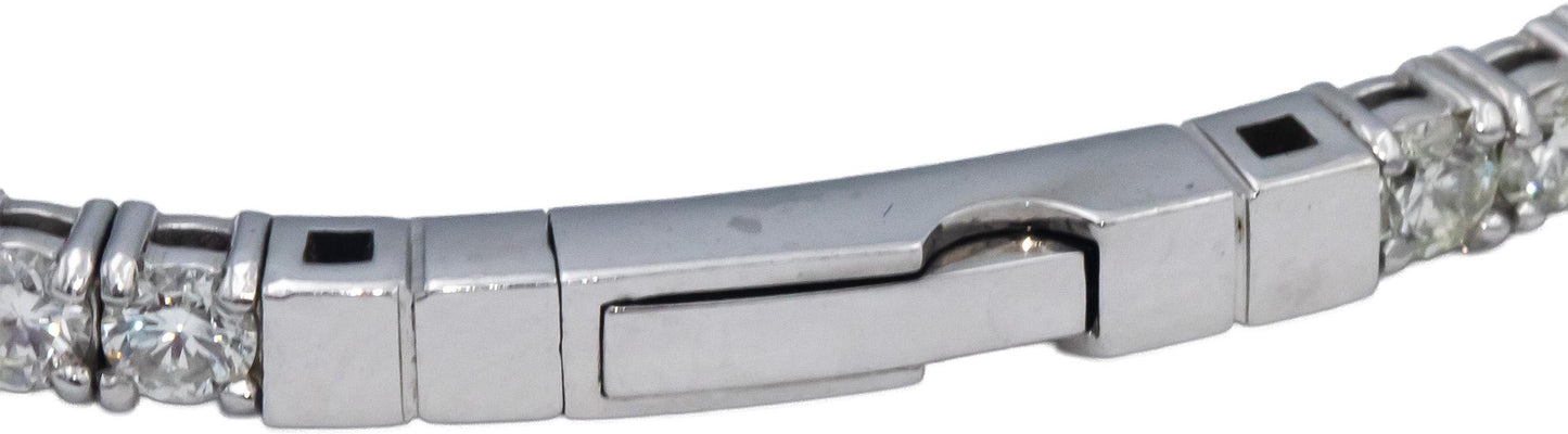 14k White Gold Round Diamond Flexible Bangle Bracelet 4.50CT