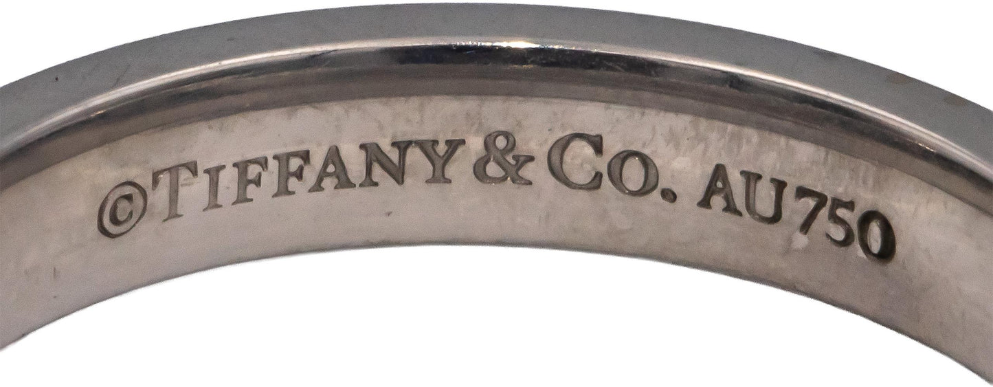 TIFFANY & CO. 18k White Gold VS Round Diamond 1837 Band Ring 0.03CT Size 10
