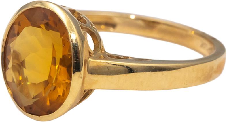14k Yellow Gold Oval Cut Bezel Set Citrine Solitaire Ring 2.0CT Size 7.25