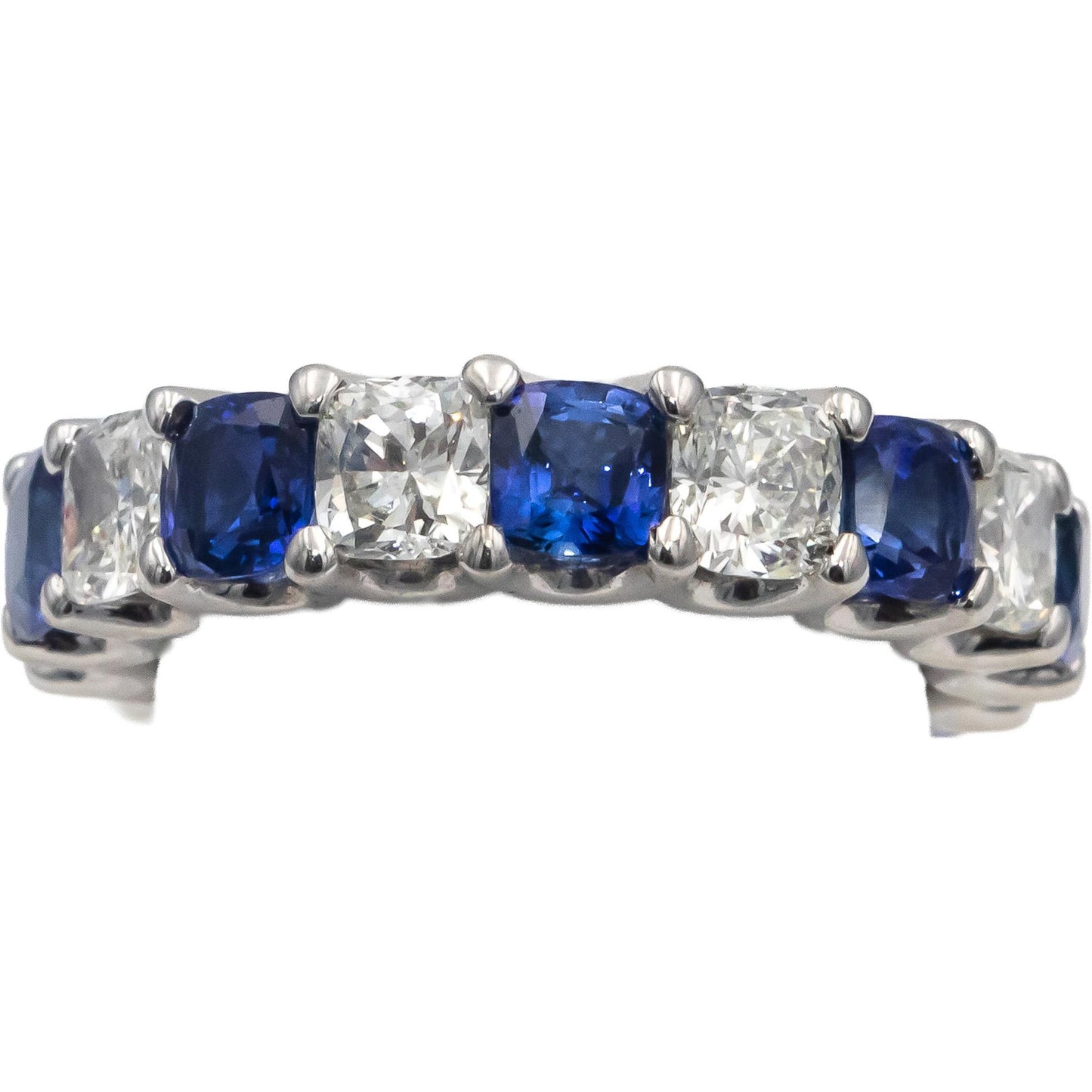 18k White Gold VS Diamond & Sapphire Eternity Band Ring 7.30CT Size 7.5