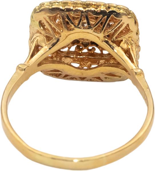 14k Yellow Gold VS Round Diamond Art Deco Filigree Ring 0.15CT Size 9.25