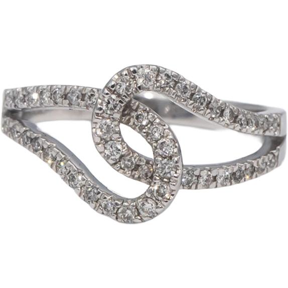 14k White Gold VS Round Diamond Interlocking Band Ring 0.35CT Size 7.25