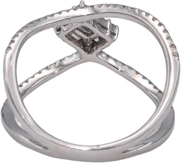 18k White Gold VS Emerald & Round Diamond Statement Ring 0.50CT Size 7.25