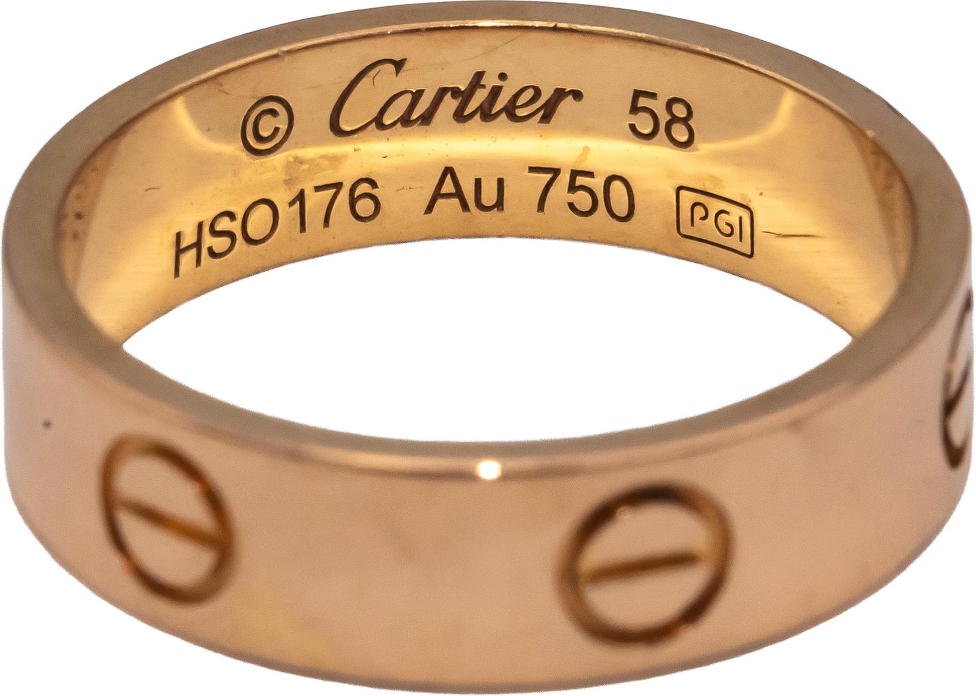 CARTIER 18k Rose Gold Love Collection Screw Motif Band Ring Size 8.5 Euro 58
