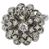 Vintage 18k White Gold VS Diamond Cluster Cocktail Ring 0.75CT Size 8.5