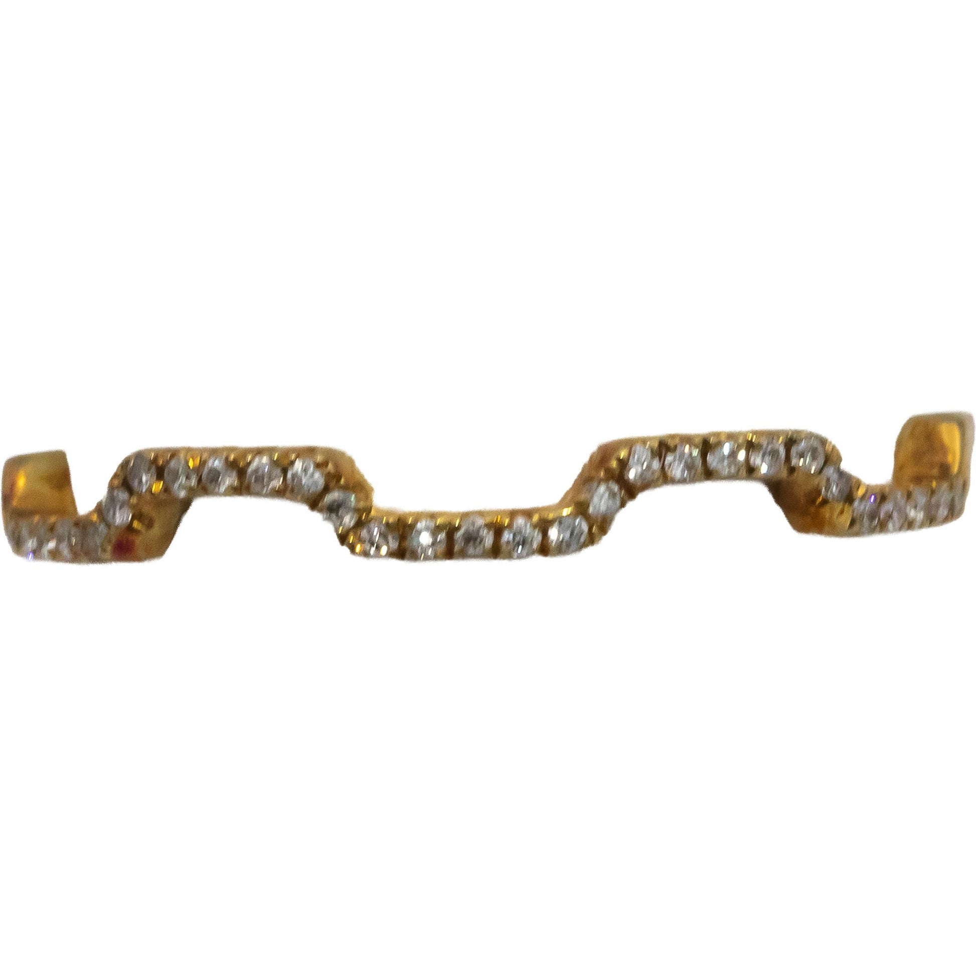 18k Yellow Gold Round Diamond Zig Zag Stackable Band Ring 0.06CT Size 7.25