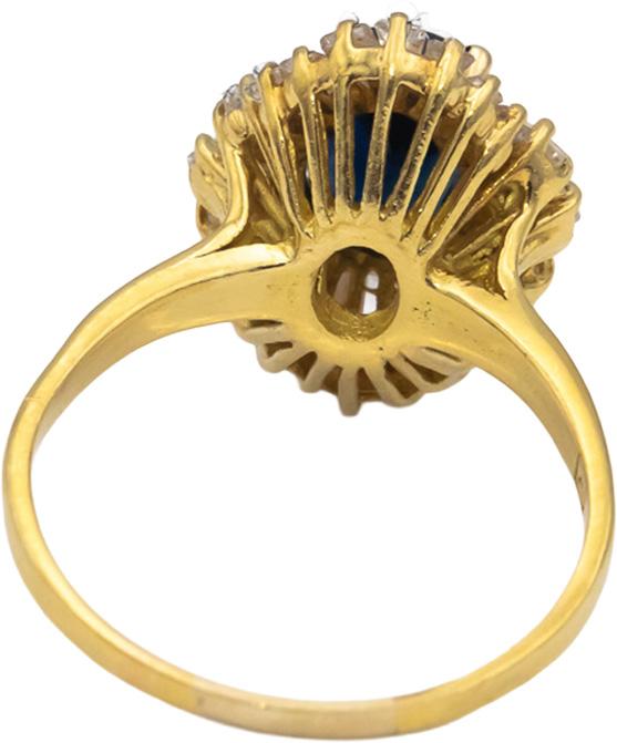 18k Yellow Gold Blue Sapphire and Diamond Halo Ring 3.0CTW Size 9