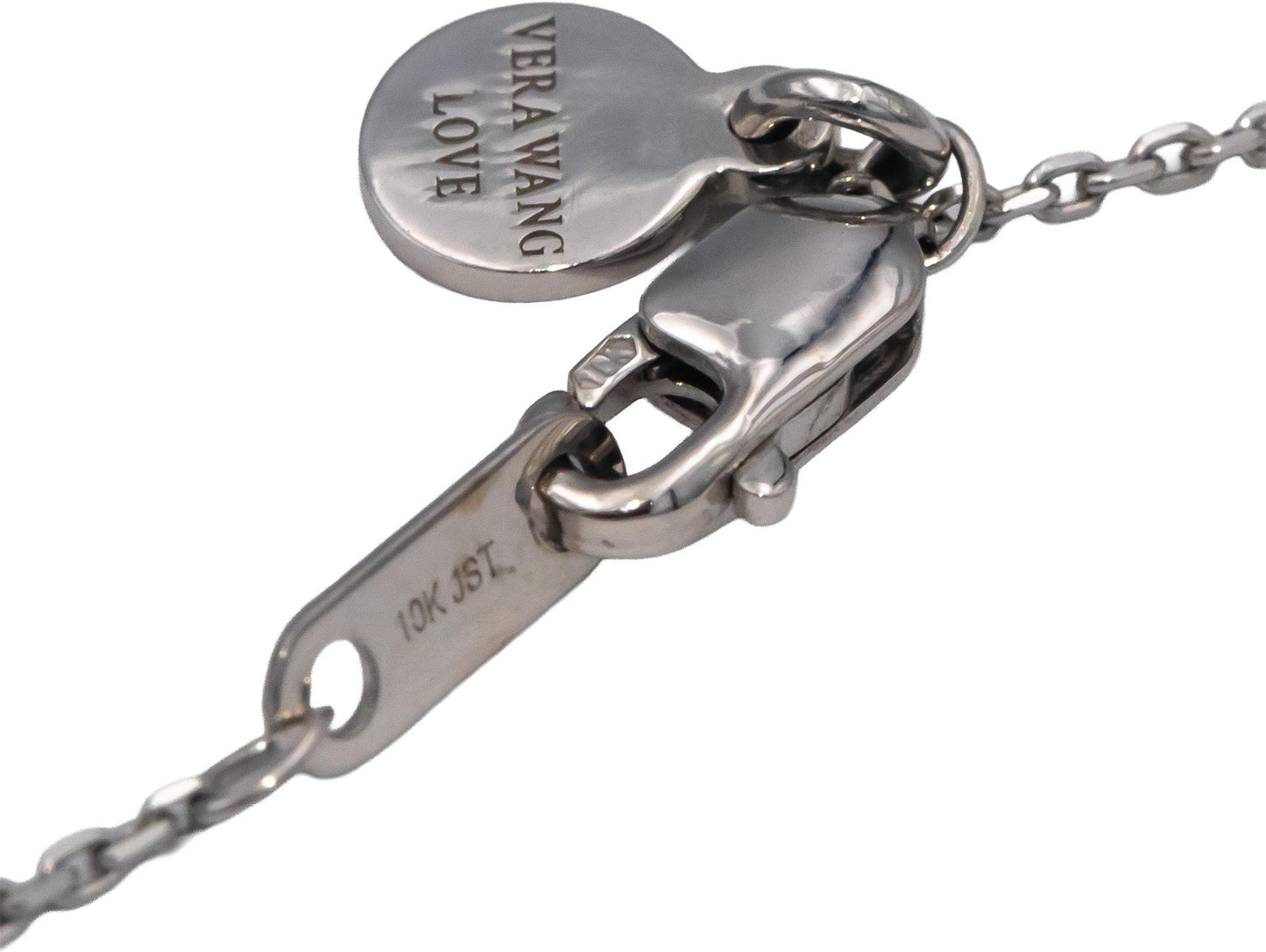 VERA WANG LOVE 10k White Gold Round diamond Oval Hoops Pendant Necklace 0.75CT