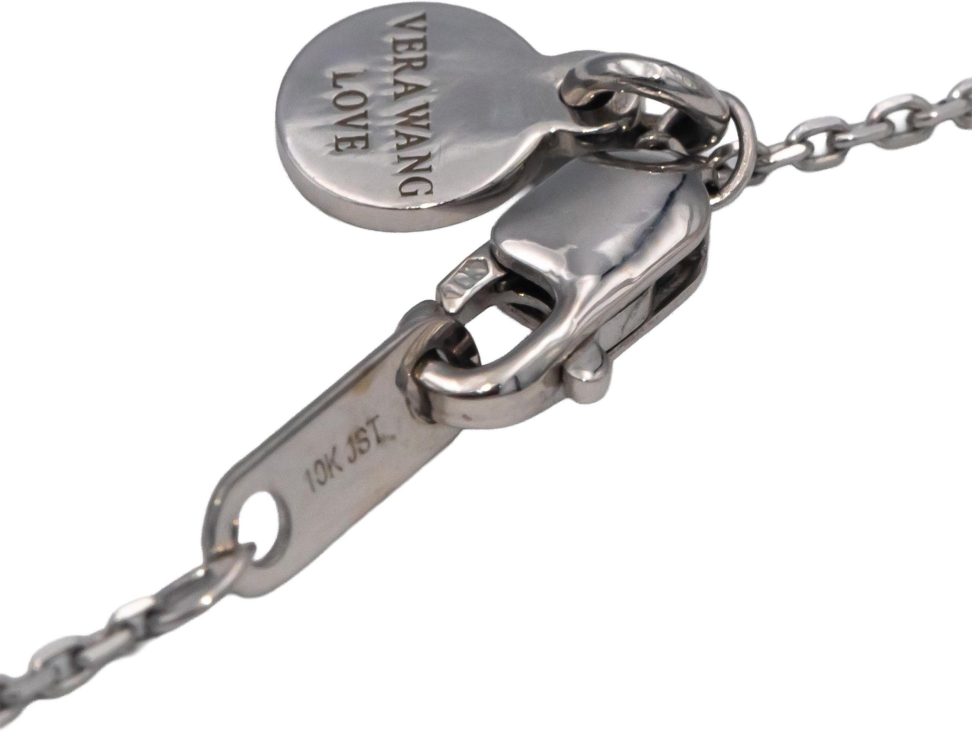 VERA WANG LOVE 10k White Gold Round diamond Oval Hoops Pendant Necklace 0.75CT