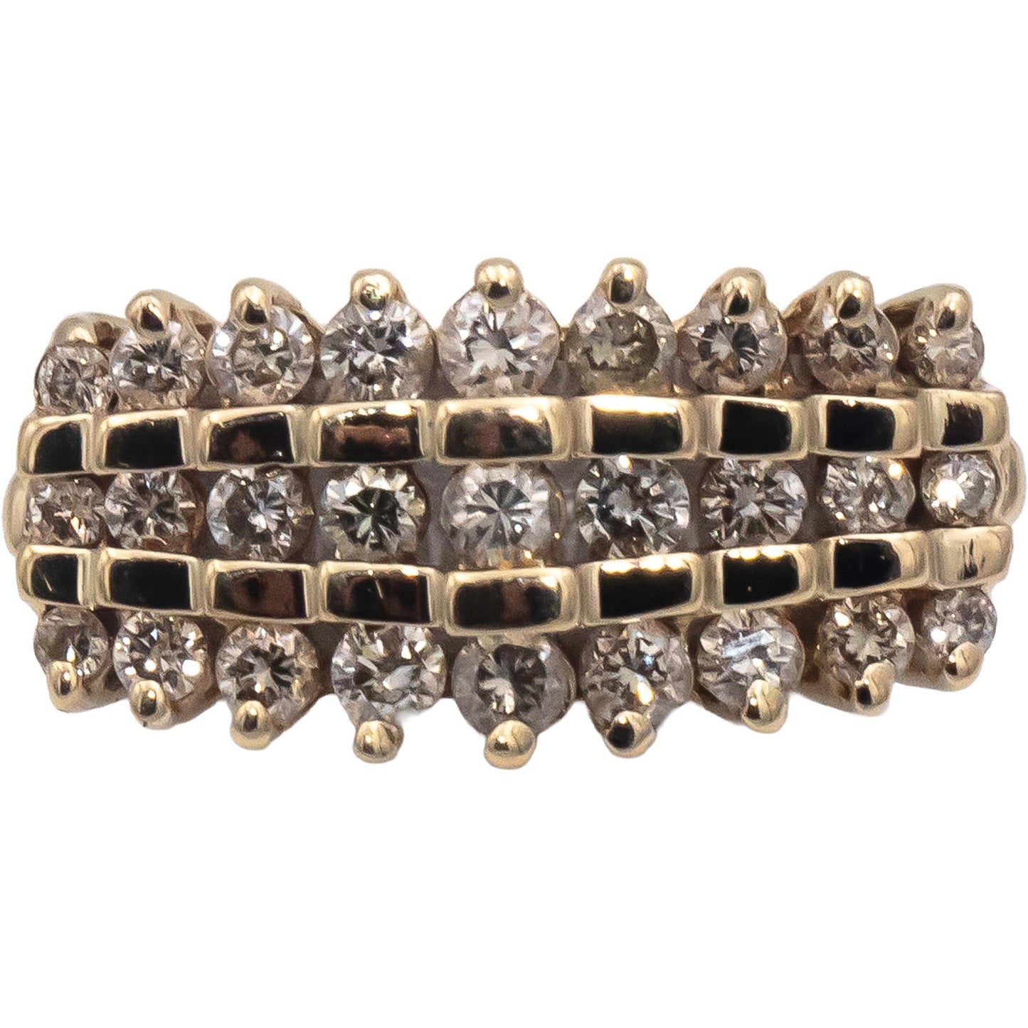 10k Yellow Gold Round Diamond Pyramid Style Ring 0.75CT Size 7