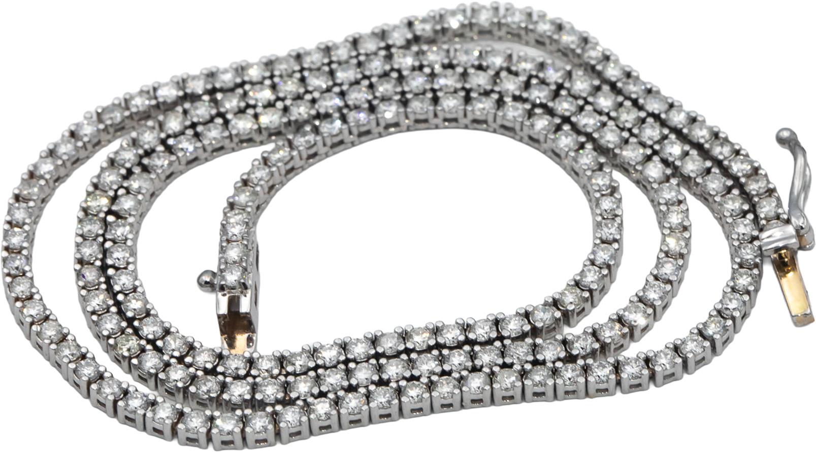 18k White Gold Round Diamond Tennis Necklace 4.40CT