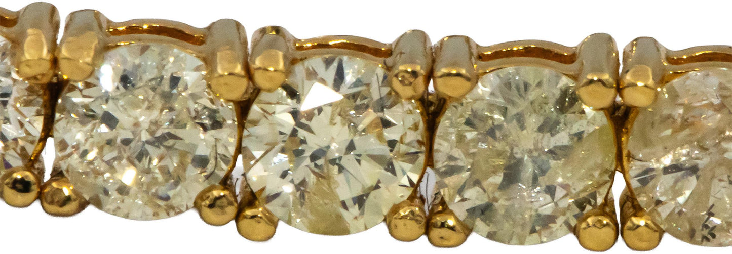14k Yellow Gold Round Diamond Tennis Bracelet 6.45CT