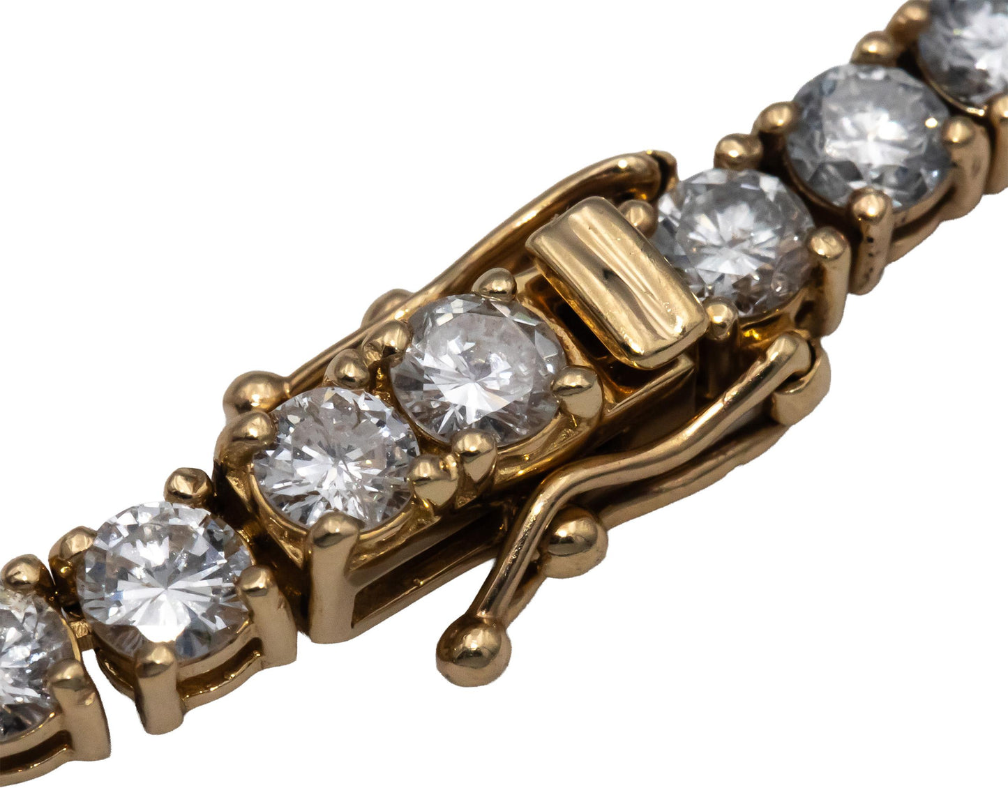 14k Yellow Gold VS Round Diamond Tennis Necklace 21.0CT
