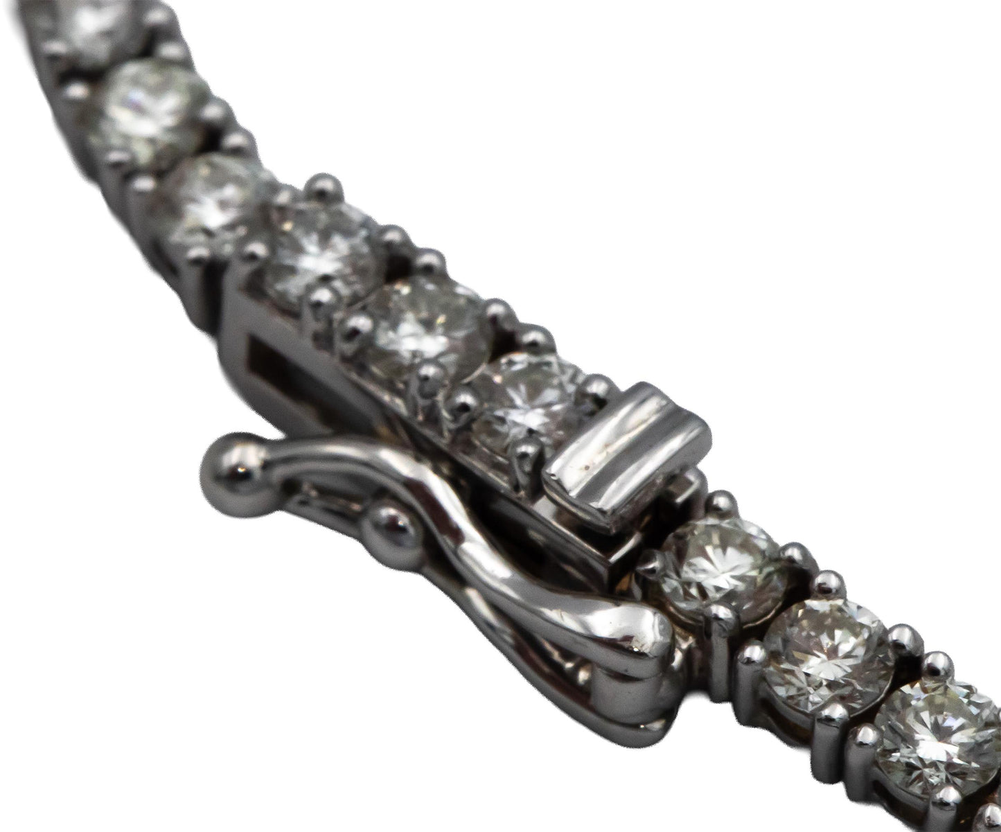 18k White Gold VS Round Diamond Tennis Necklace 10.25CT