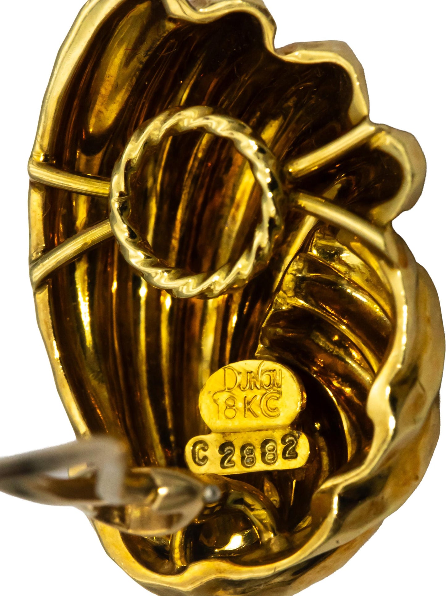 HENRY DUNAY 18k Yellow Gold Hand Hammered Clip-On Earrings