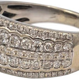 10k White Gold Round Diamond Wide Band Ring 1.0CT Size 8.5