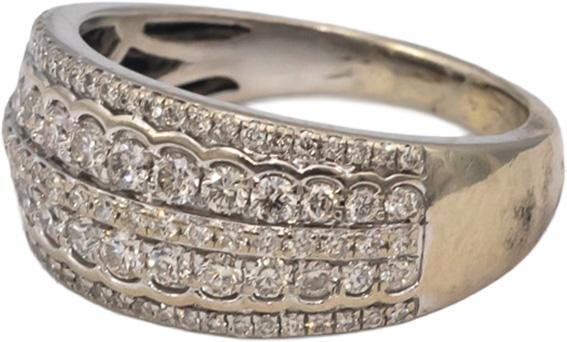 10k White Gold Round Diamond Wide Band Ring 1.0CT Size 8.5