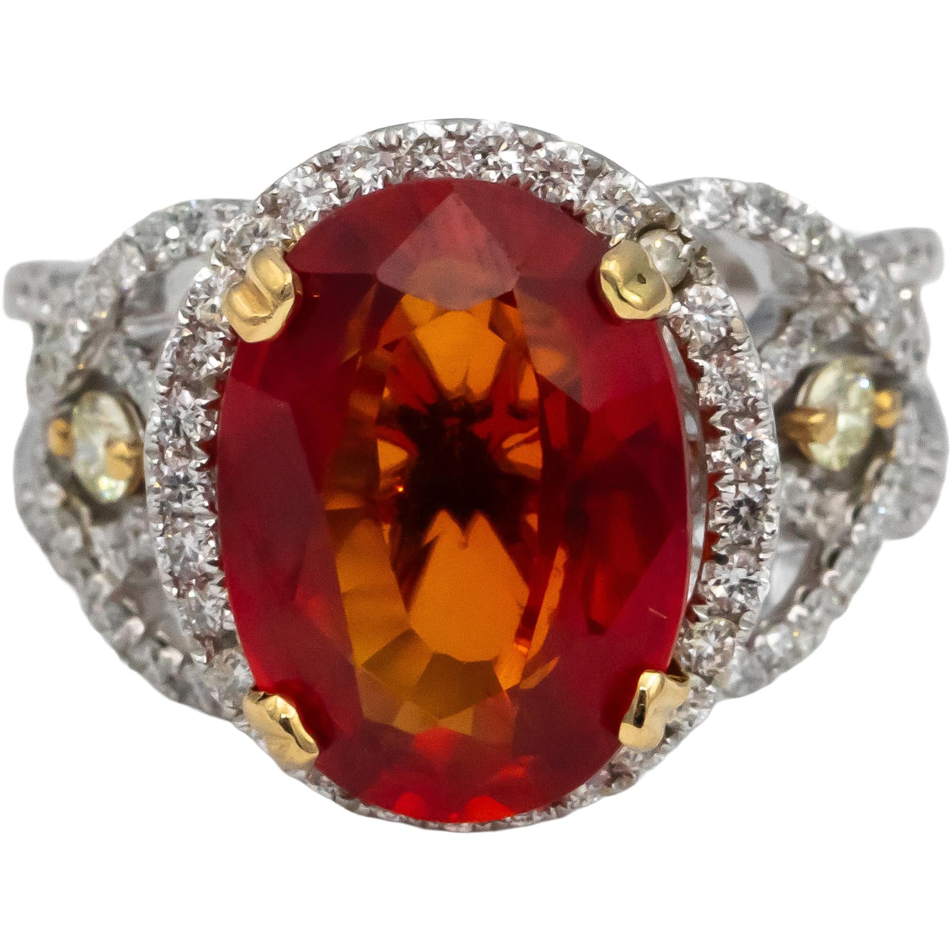 GIA 14k Gold Lab-Grown Sapphire and Round Diamond Ring 0.75CT Size 7.25