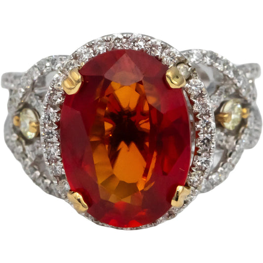 GIA 14k Gold Lab-Grown Sapphire and Round Diamond Ring 0.75CT Size 7.25