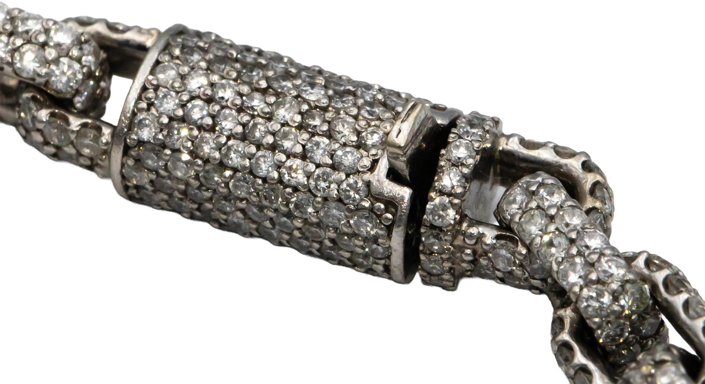 14k White Gold Round Diamond Pave Anchor Link Necklace 32.75CT