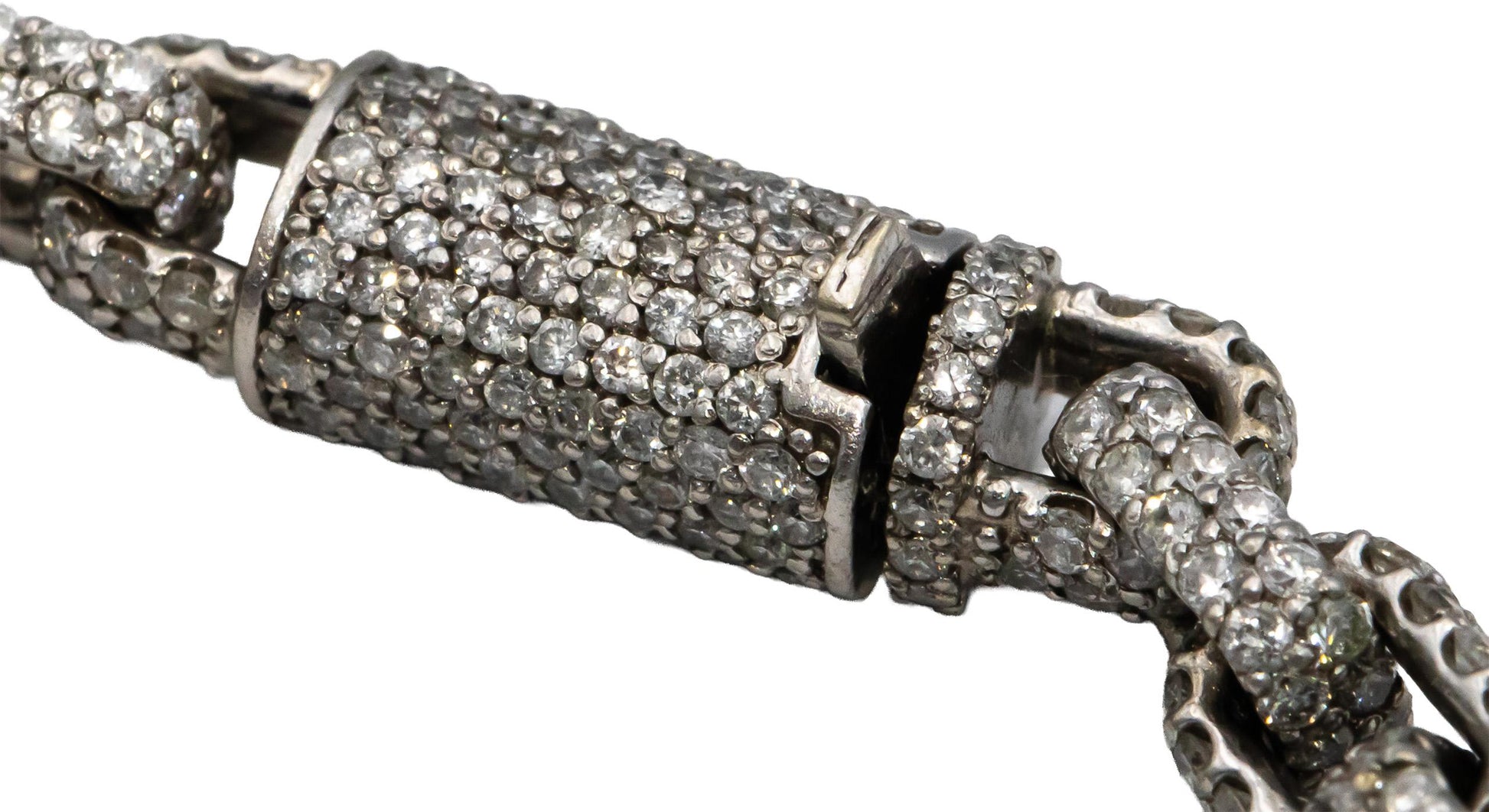 14k White Gold Round Diamond Pave Anchor Link Necklace 32.75CT