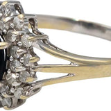 14k White Gold Oval Cut Sapphire Round Diamond Halo Ring 0.75CTW Size 9.75