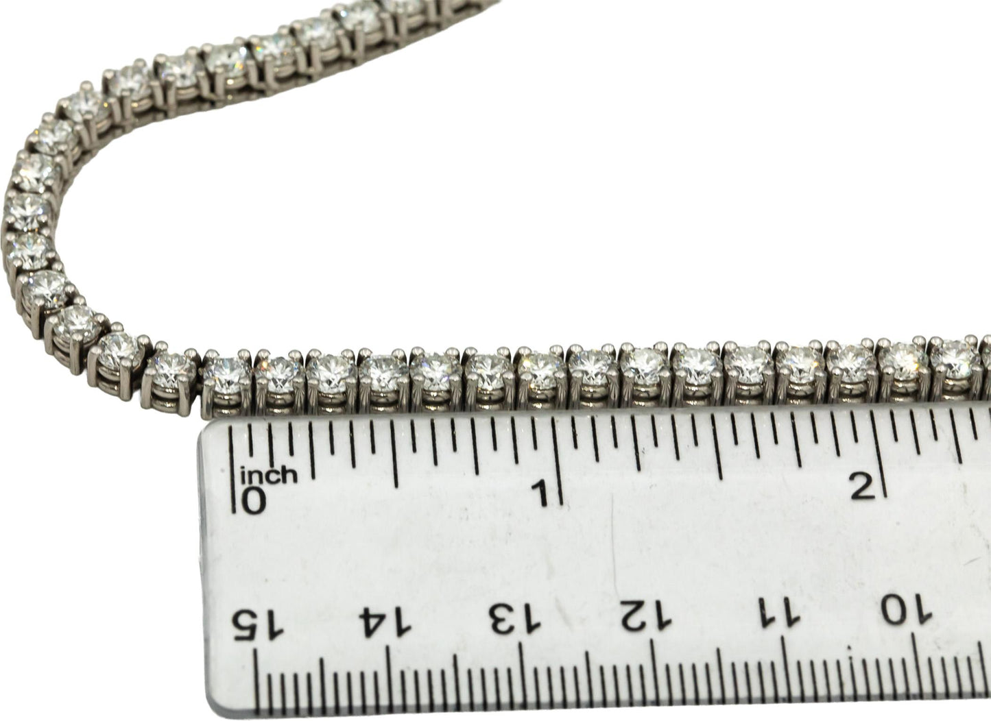 14k White Gold VS Round Diamond Tennis Necklace 27.05CT