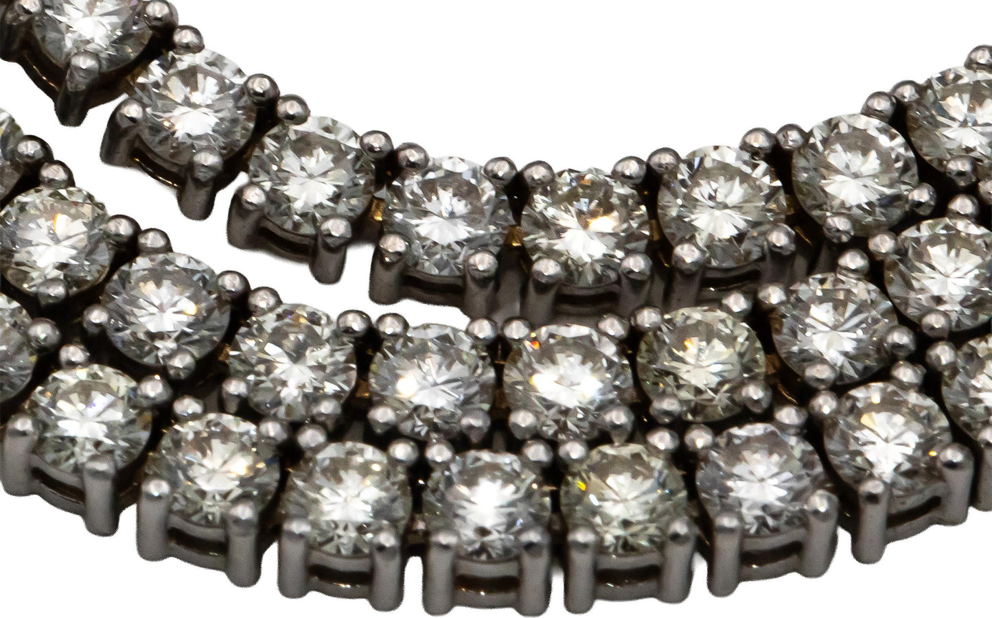 18k White Gold VS Round Diamond Tennis Necklace 10.01CT