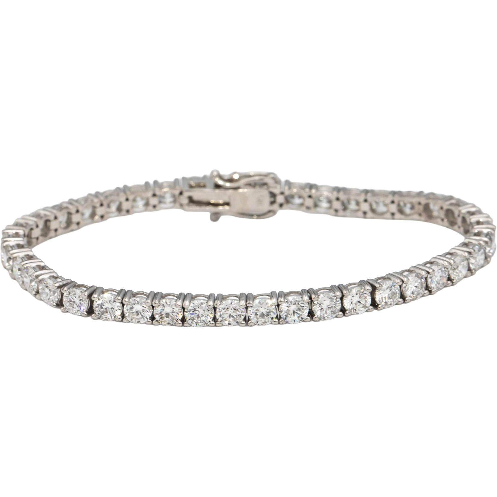 14k White Gold Round Diamond Tennis Bracelet 11.05CT