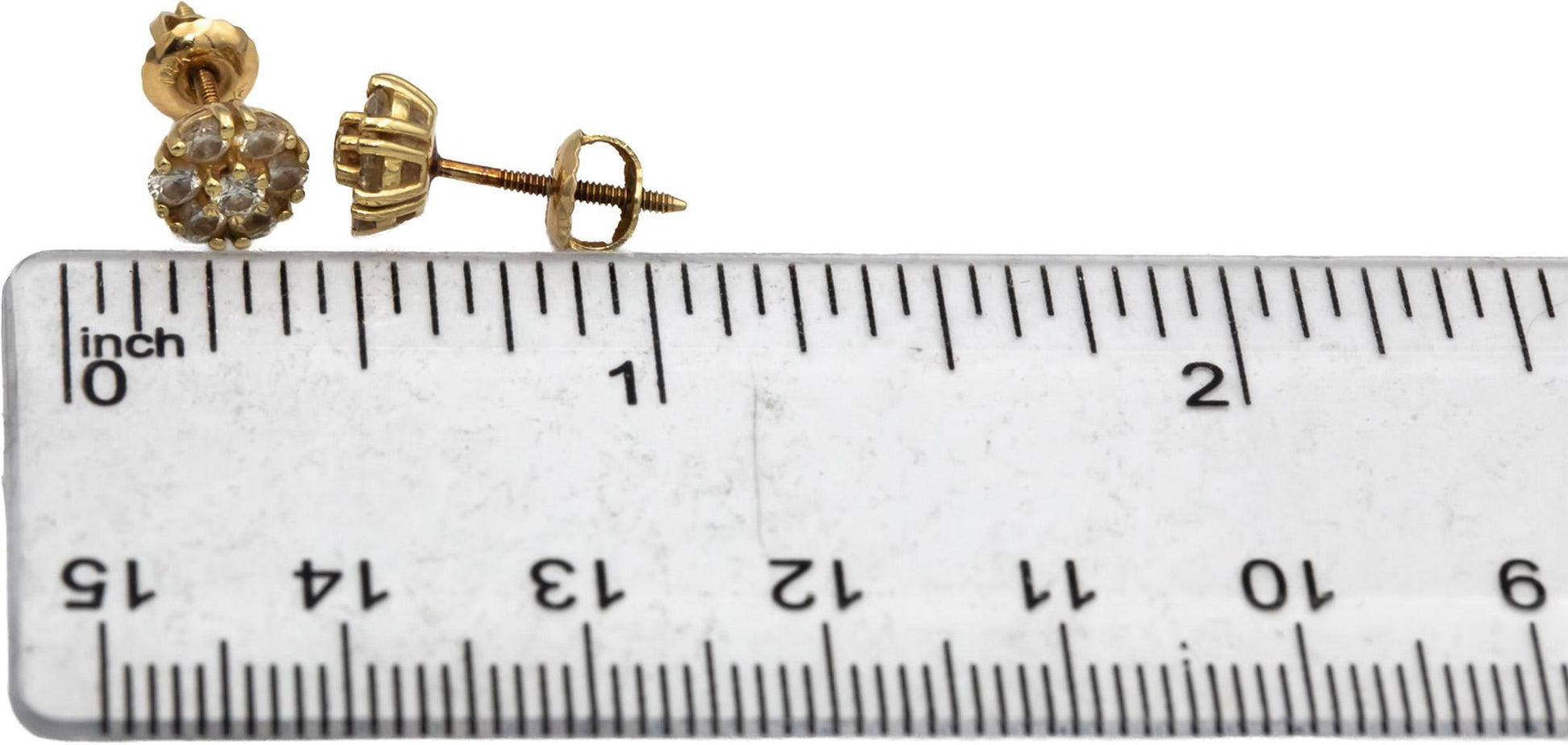 14k Yellow Gold Round Diamond Cluster Flower Screw Back Stud Earrings 0.70CT